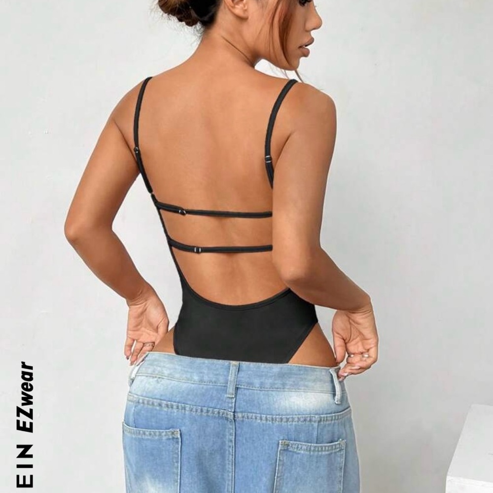 EIN Ezwear Black Strappy Bodysuit